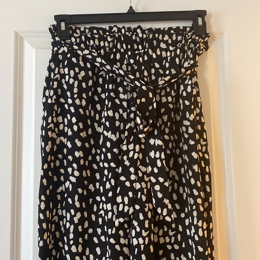 Wide Leg Black and White High Rise Trousers